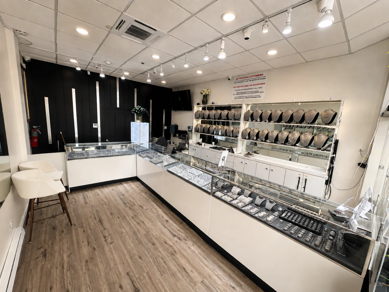 Jewelry displays inside Sahara Jewelry